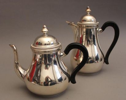 Théière et cafetière en argent 950°/°°, couvercle...