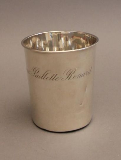 Timbale en argent 950°/°° gravée Anne Paillette...