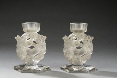 LALIQUE FRANCE

	Paire de candélabres « Mésanges...