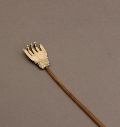 *Main à gratter en ivoire montée sur un fanon...