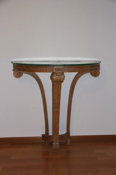 Console demi-lune en bois naturel style Louis...