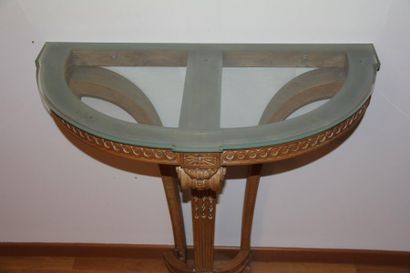 Console demi-lune en bois naturel style Louis...