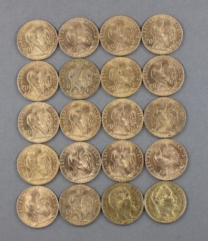 Vingt pièces de 20 FF en or