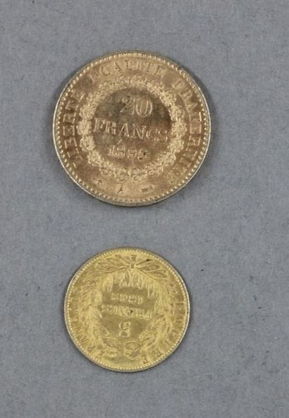 Une pièce de 20 FF1893 et une pièce de 5...