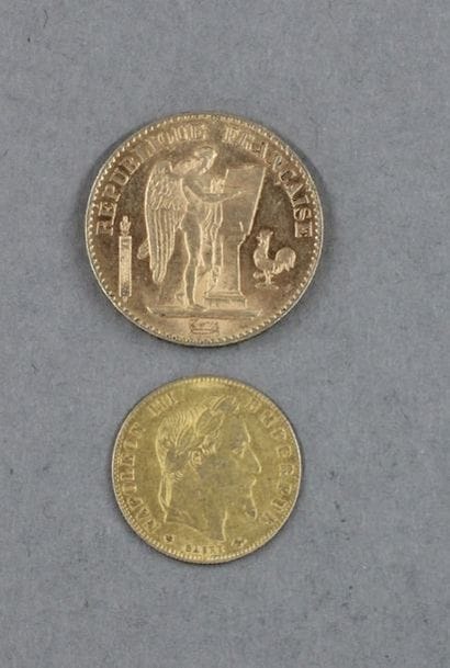 Une pièce de 20 FF1893 et une pièce de 5...