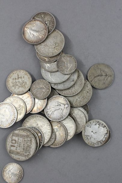 Lot de pièces françaises en argent : - 4...