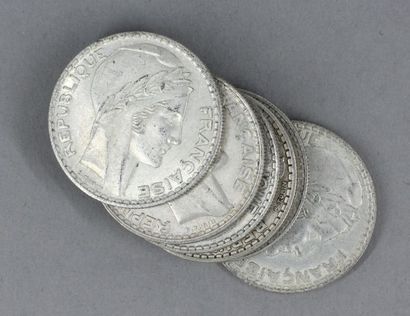 Six pièces de 20 FF Turin en argent