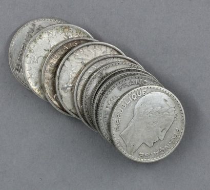 Six pièces de 10 FF Turin et quatre pièces...
