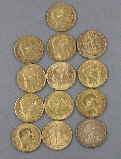 13 pièces de 20 FF en or