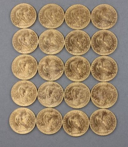 Vingt pièces de 20 FF en or