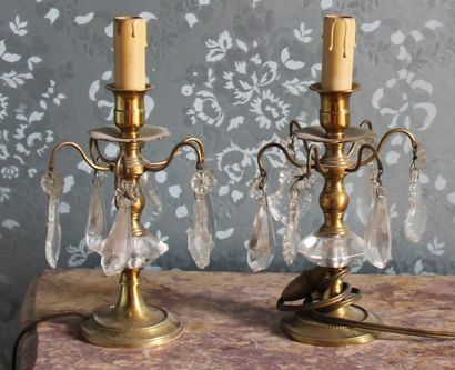 Deux pieds de lampes à pampilles