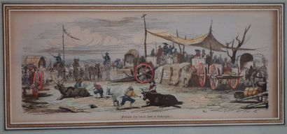 Lot de six pièces encadrées sur le thème...