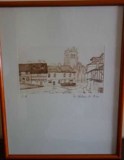 Lot de pièces encadrées, aquarelles, lithographies...