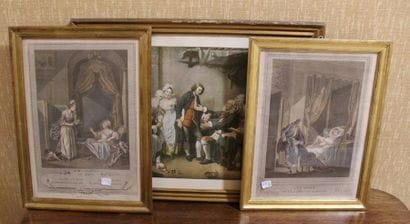 Trois gravures polychrome