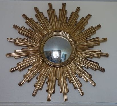 Miroir soleil en bois doré D : 60 cm
