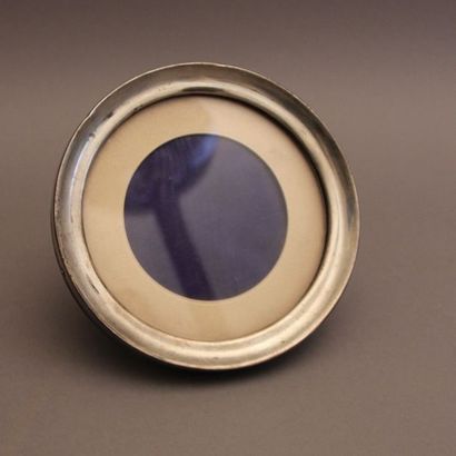 Cadre photo rond en argent 925°/°°, travail...