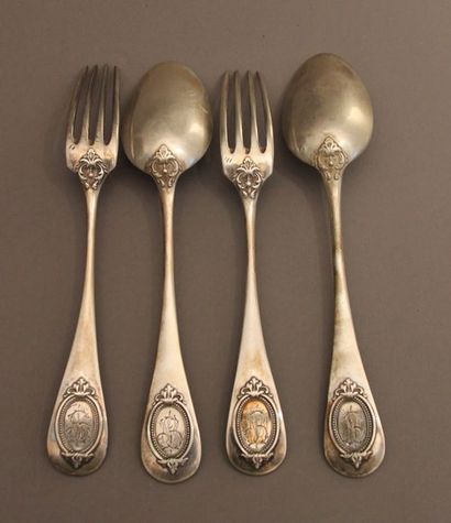 Emile PUIFORCAT Deux couverts de table en...