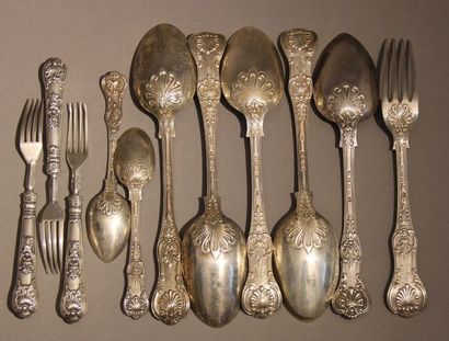 Partie de ménagère en argent 925°/°° à décor...