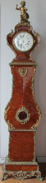 Pendule de parquet en bois de placage, éléments...