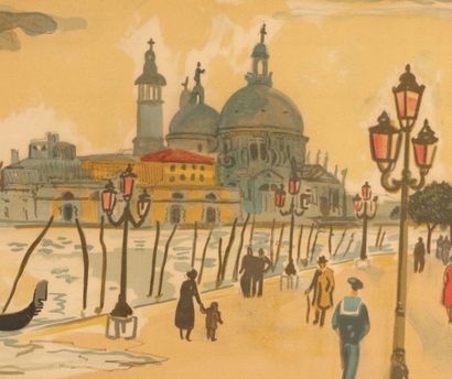 Yves BRAYER (1907-1990).
Vue de Venise. 
Lithographie...