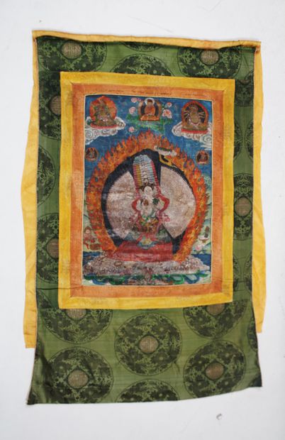 TIBET XXes ,Thangka détrempe sur toile représentant...