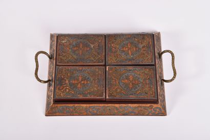 Coffret à jeu de quadrille XIXe s, en placage...