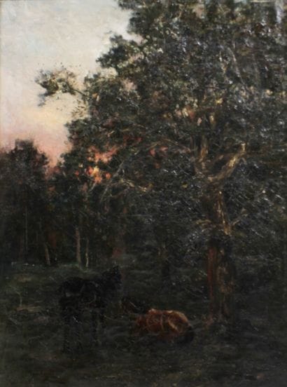Suiveur de l'Ecole de BARBIZON, Chevaux dans...