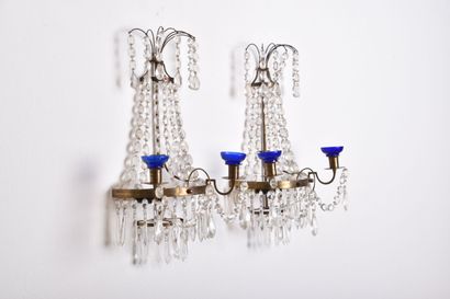 Suède XIXe s, Paire d'appliques à deux bras...