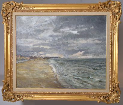 Émile de BRODSKY (XIX-XX), Plage de la mer...