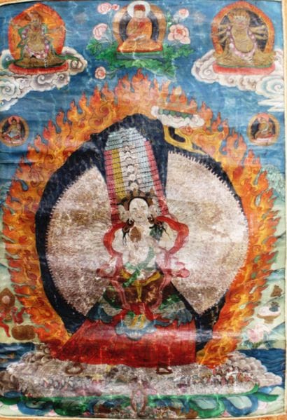 TIBET XXes ,Thangka détrempe sur toile représentant...