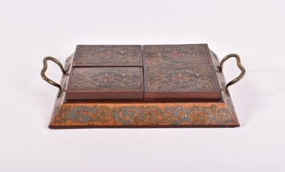 Coffret à jeu de quadrille XIXe s, en placage...