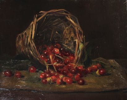H. GILLET, école française XXe, Les cerises...