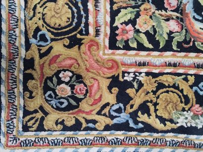 Tapis Point noué XXe, chaîne, trame et velours...