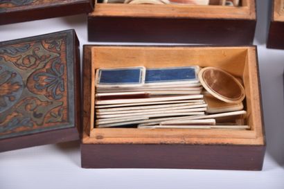 Coffret à jeu de quadrille XIXe s, en placage...