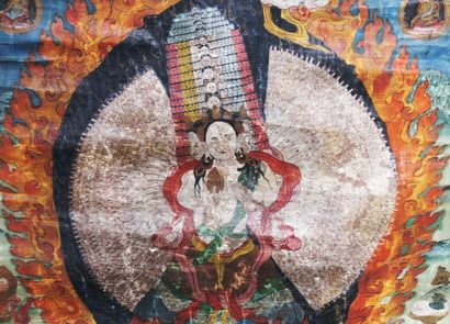 TIBET XXes ,Thangka détrempe sur toile représentant...