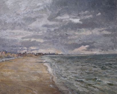 Émile de BRODSKY (XIX-XX), Plage de la mer...