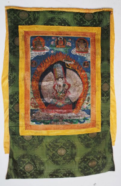 TIBET XXes ,Thangka détrempe sur toile représentant...