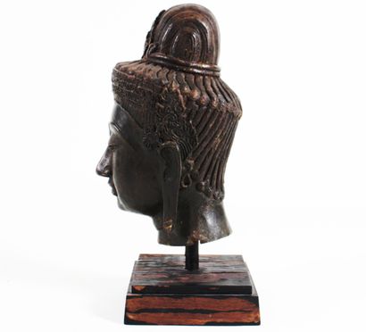 Thaïlande 1900, Tête de bouddha en bronze...