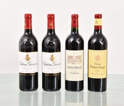Grands Crus de bordeaux 2010, 4 bouteilles...
