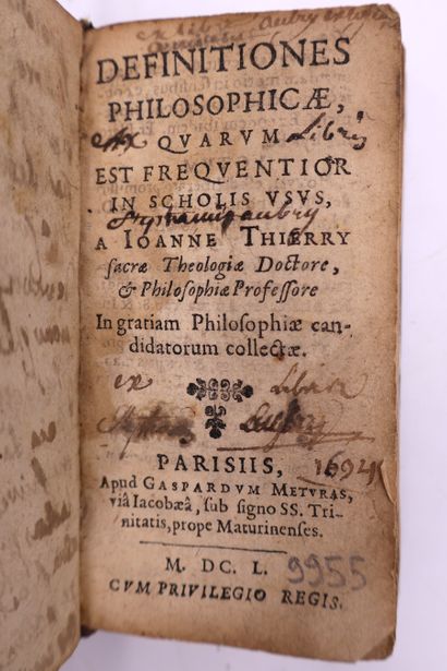 THIERRY (Jean). Definitiones philosophicæ,...