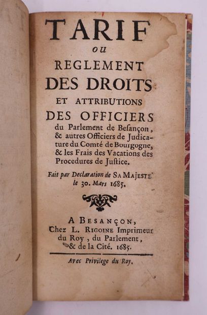 Tarif ou Règlement des droits et attributions...