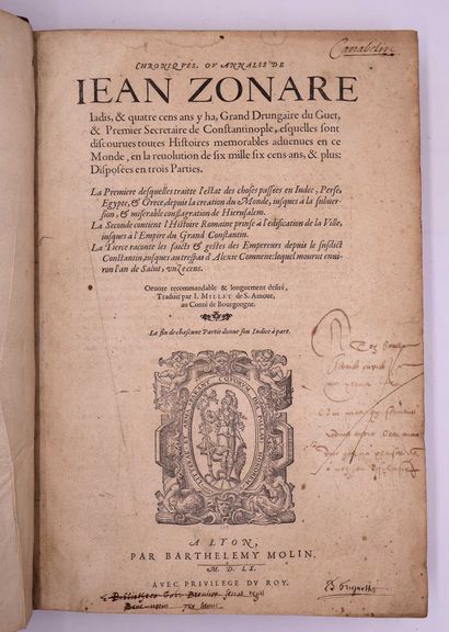 ZONARAS (Jean). Chroniques, ou Annales de...