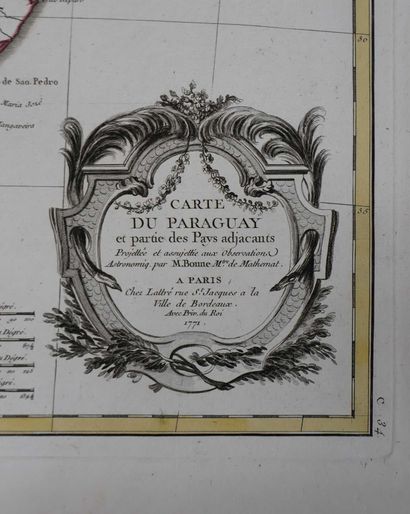 BONNE (Rigobert). Carte du Paraguay et partie...