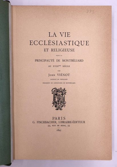 VIENOT (John). La Vie ecclésiastique et religieuse...