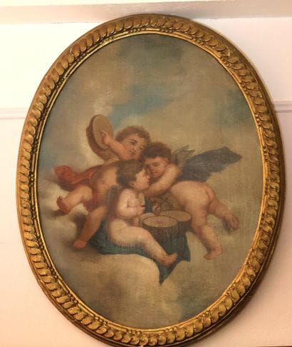 Dans le style du XVIIIe siècle 
Amours musiciens
Huile...