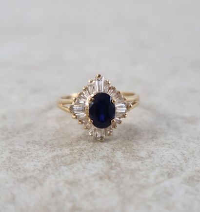 Bague en or jaune 18K (750 ‰), poinçonnée...