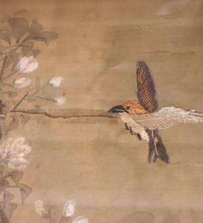 Ink and embroidery on silk, China, 20th century:...