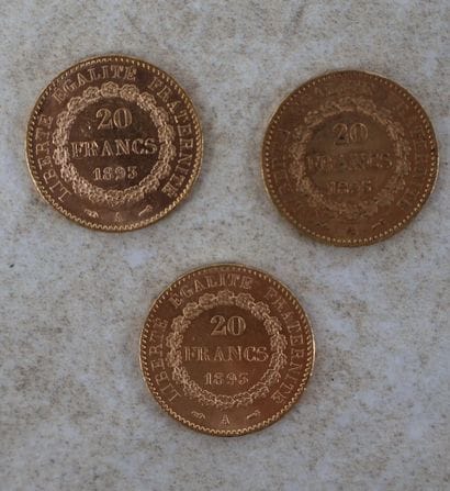 PAS DE LIVE SUR CE LOT 
Trois pièces de 20...