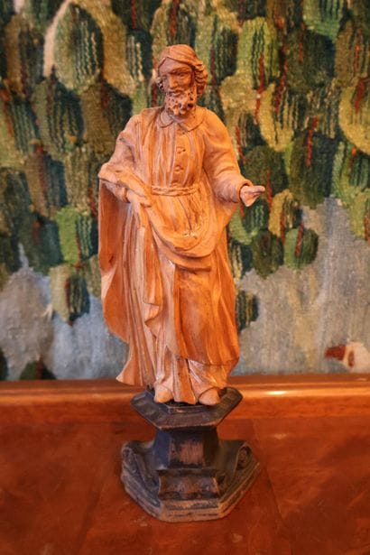 Saint Apôtre ou Christ en tilleul sculpté,...