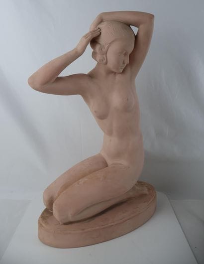 Zoltan KOWATS (1883-1952)
Nu agenouillé 
Terre...
